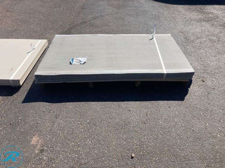 (23) New- (12) PermaBase Ultra Backer 3ft x 5ft x 1/4" waterproof cement backer board 1.0 sheet (some minor damage) (11) 3ft x 5ft x 1/2" Waterproof Fiber Cement backer Board 1.0 Sheet (some Minor damage See photos) - Roller Auctions