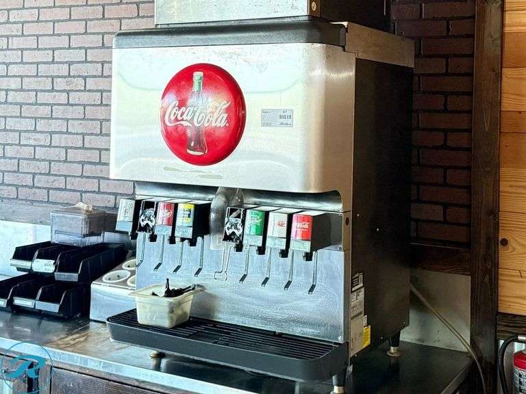 Cornelius DF250 8-Head Soda Fountain Dispenser, Includes Carbonator, Syrup Rack, and (2) CO2 tanks. - Roller Auctions