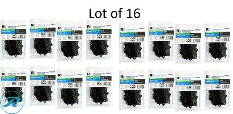 (23) New (16) RELIABILT 10.0-ft x Weldless Powder Coated Steel Chain (By-the-Roll) (3) Metalux Stainless steel Chain cable (4) Lithonia Lighting 3.0-ft Silver Lighting Chain - Roller Auctions