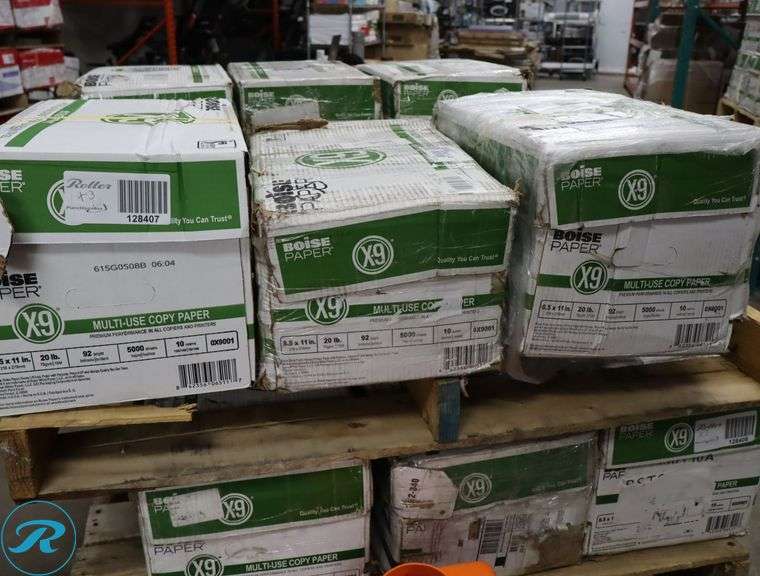 (3) Boise Paper X9 - 5000pc Per Case, 8.5" x 11", 92 Brightness, 20 Pounds - New/Damaged Box/Few Damaged - Roller Auctions