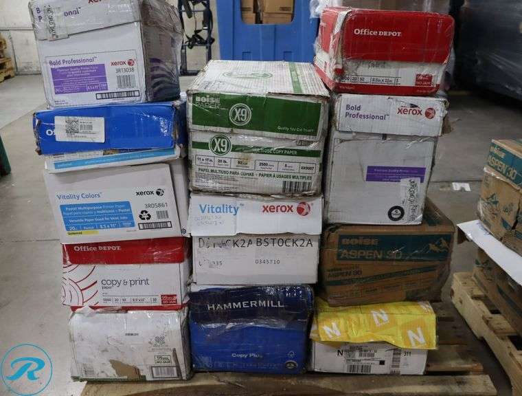 Pallet Of Assorted Paper - New/Damaged Box/Some Missing - Roller Auctions
