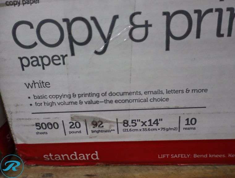 (3) Office Depot Copy & Print Paper, 8.5" x 14", 5000pc, 20lb - New/Damaged Box/Few Damaged - Roller Auctions