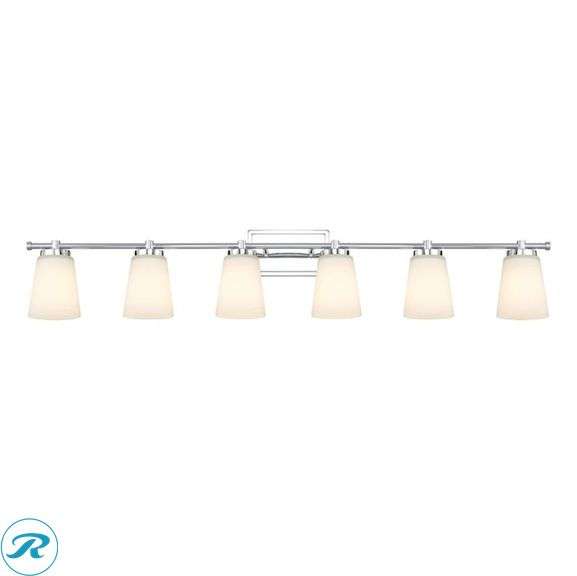 (1) New- ACROMA Hasta 48-in 6 -Light Satin Chrome Modern/contemporary Vanity light - Roller Auctions