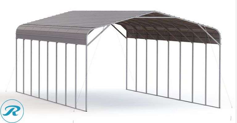 New KJ K4020 Steel Carport Shed, 40' x 20' x 14' - Roller Auctions