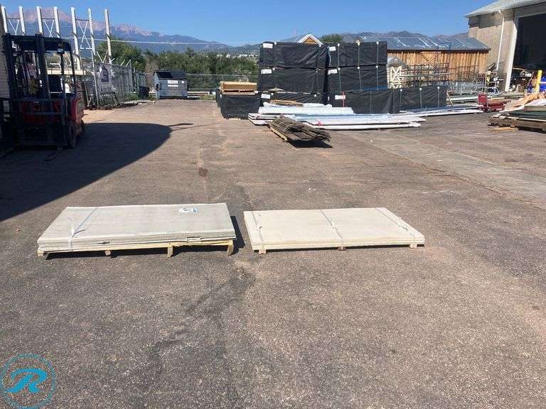 (23) New- (12) PermaBase Ultra Backer 3ft x 5ft x 1/4" waterproof cement backer board 1.0 sheet (some minor damage) (11) 3ft x 5ft x 1/2" Waterproof Fiber Cement backer Board 1.0 Sheet (some Minor damage See photos) - Roller Auctions