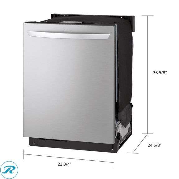 LG Top Control Wi-Fi Enabled Towel Bar Handle Dishwasher with 1-Hour Wash & Dry, QuadWash Pro, TrueSteam and Dynamic Heat Dry - Like New - $999 Retail, Dent on Back Left Bottom Panel Causing Bottom Rack To Be Hard To Push In - Roller Auctions