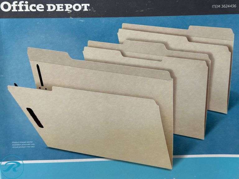 (3) Office Depot® Brand: Reinforced Manila Folder With 2 Embossed Fasteners, 1/3-Cut Tabs, Letter Size, Box Of 50- New - Roller Auctions
