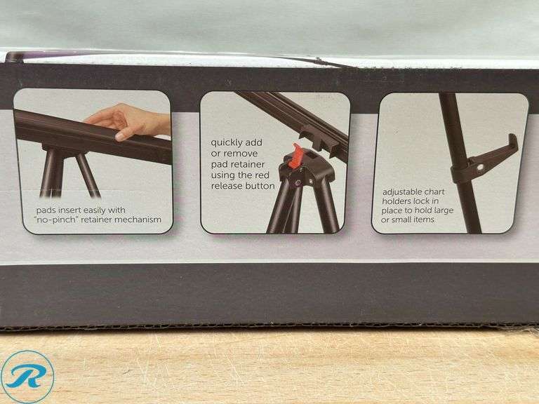 Office Depot® Brand Presentation Easel, 35-1/2"-65"H, Black With Chart Holder- New - Roller Auctions