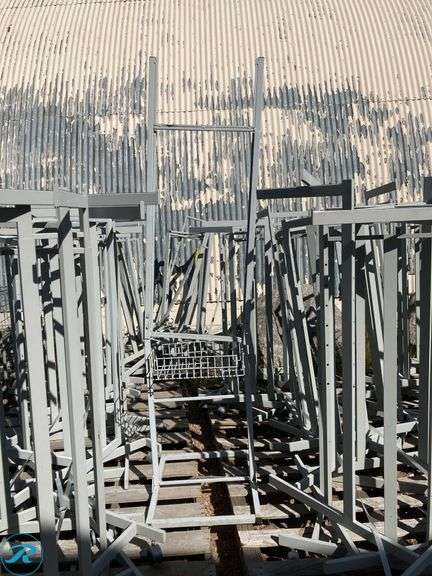 (148) Clothing Racks and supply (shopping carts, smart sign plastic and hooks) - Roller Auctions