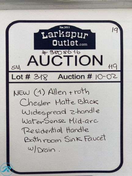 (1) New allen + roth Chesler Matte Black Widespread 2-handle WaterSense Mid-arc Residential Handle Bathroom Sink Faucet with Drain - Roller Auctions