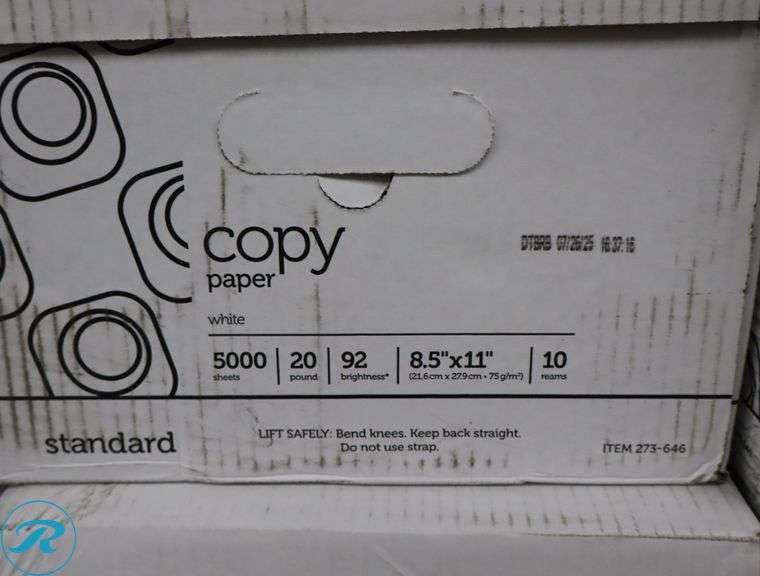 (6) Office Depot Copy Paper 5000pc Per Case, 8.5" x 11", 92 Brightness, 20 Pounds - New/Damaged Box/Few Damaged - Roller Auctions