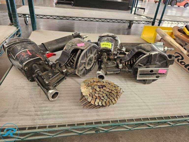 2 Pneumatic Coil Nail Guns with Nail Coil