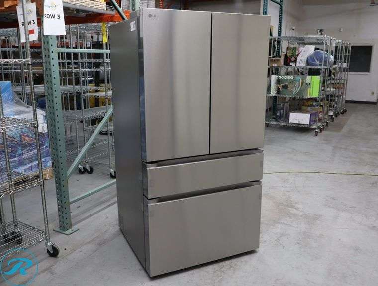 LG 30 cu. ft. Smart Standard-Depth MAX 4-Door French Door Refrigerator with Full-Convert Drawer - New - $1949 Retail, Light Small Scratches/Scuff on front/Never Used - Roller Auctions
