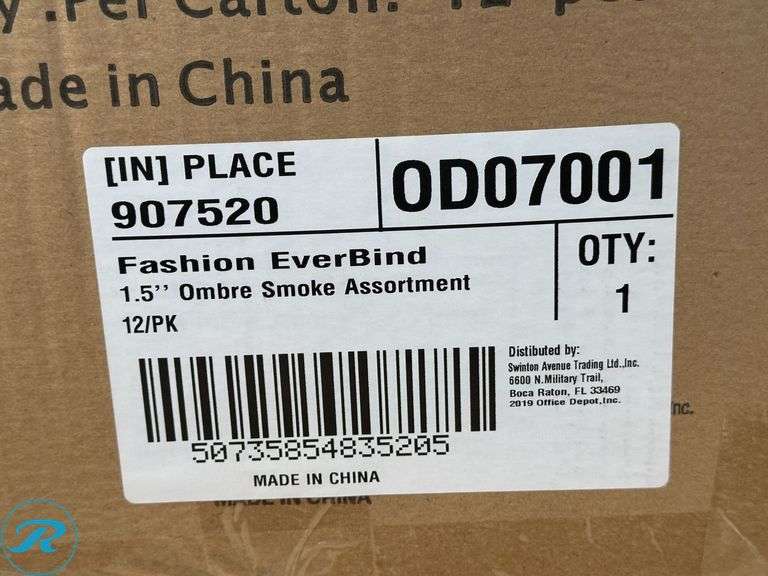 (3) Assorted Color 1.5" Ombre Smoke Binders, 12pk- New - Roller Auctions