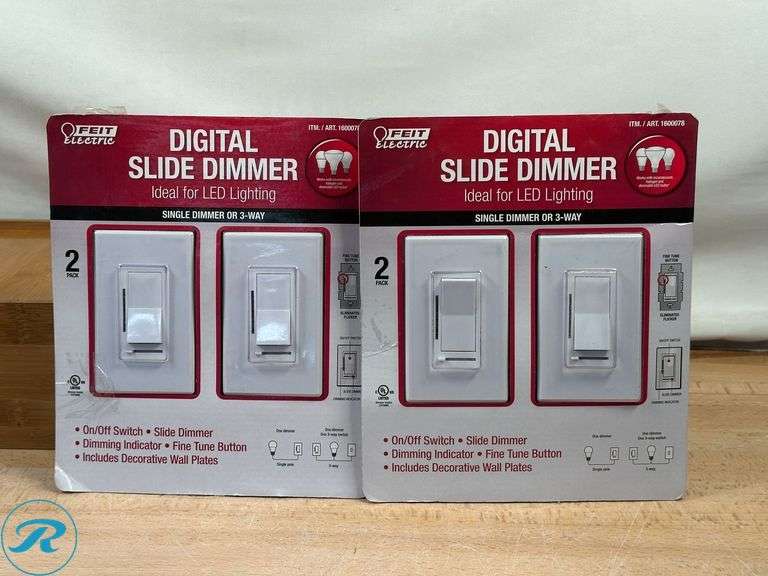 Infinity X1: Motion Activated Puck Light- New/ Open Box; (2)Feit Electric: Digital Slide Dimmer for Led Lighting 2 PK- New/ Open Box; Feit Electric: Smart Dimmer, 2pk- New - Roller Auctions