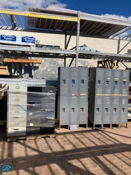(8) Assorted File Cabinets and lockers 37" x 77" x 18" (file cabs all different sizes (some have dents and minor damage) See Photos) - Roller Auctions