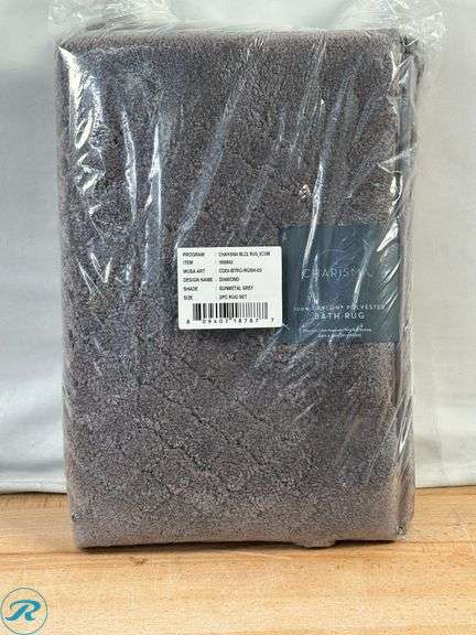 Charisma: Drylon Diamond Bath Rugs, 2-pack, Gunmetal Grey- New; Charisma: Drylon Diamond Bath Rugs, 2-pack, Flint Stone- New - Roller Auctions
