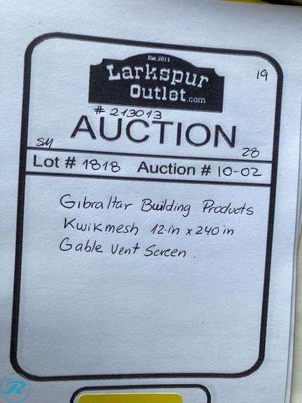 (1) New- Gibraltar Building Products Kwikmesh 12-in x 240-in Gable Vent Screen - Roller Auctions