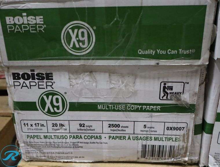 (3) Boise Paper X9 Extra Large - 2500pc Per Case, 11" x 17", 92 Brightness, 20 Pounds - New/Damaged Box/Few Damaged - Roller Auctions
