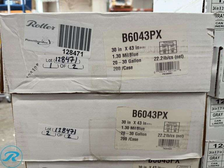 (2) Heritage Linear Low Density Health Care Can Liners, Soiled Linen, 30 gal, 1.3 mil, 30" x 43", Blue, 200/Carton (B6043PX) - New - Roller Auctions
