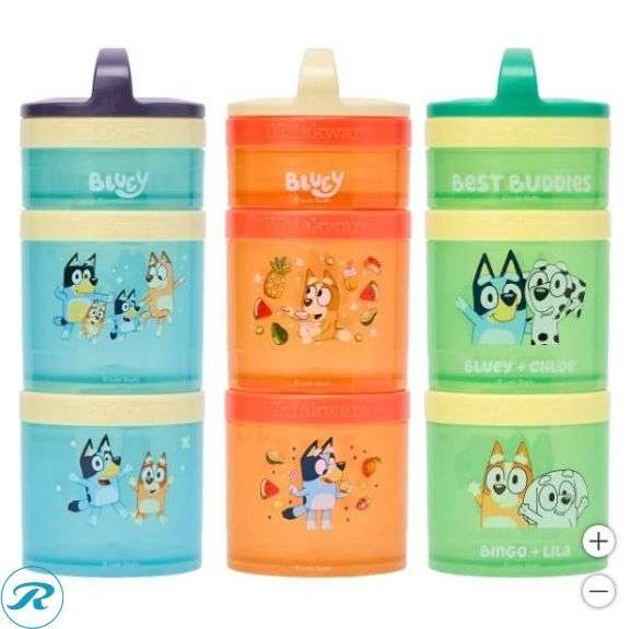 (3) ThermoFlask: 20 oz Insulated Food Jar- Used; ThermoFlask: 32 oz Insulated Straw Tumbler- New; Whiskware: Bluey Snack Stacks- Like New - Roller Auctions