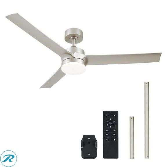 (1) New- CO-Z 52-in Color-Changing Integrated LED Brushed Nickel with Brushed Nickel Blades Ceiling Fan With Light - Remote Included ( 3 -Blade ) - Roller Auctions