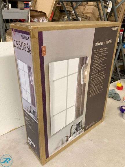 (1) New- allen + roth 20-in x 26-in Fog Free Surface/Recessed Mount Silver Mirrored Square Soft Close Medicine Cabinet - Roller Auctions