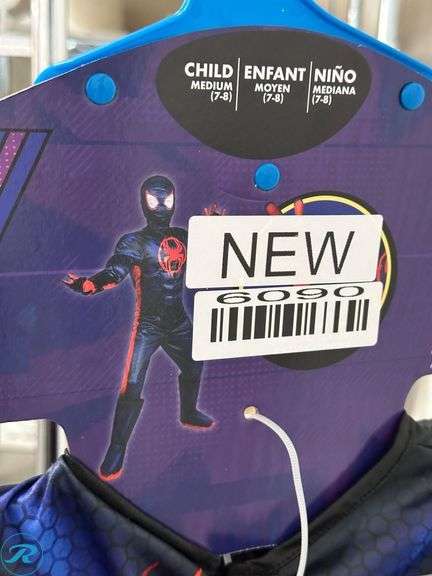 Kid's Fireman Costume, Age 7-8- New/ Has a Tear; Kid's Spiderman Costume, Miles Edition, Age 7-8- New - Roller Auctions