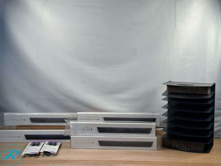 (5) Dell™: Alienware AW168 Gaming Palm Rest, Gray- New; (2) Ativa®: HDMI Cable With Ethernet, 4', Black- New/ Damaged Box; Office Depot: Vertical Sorter- New