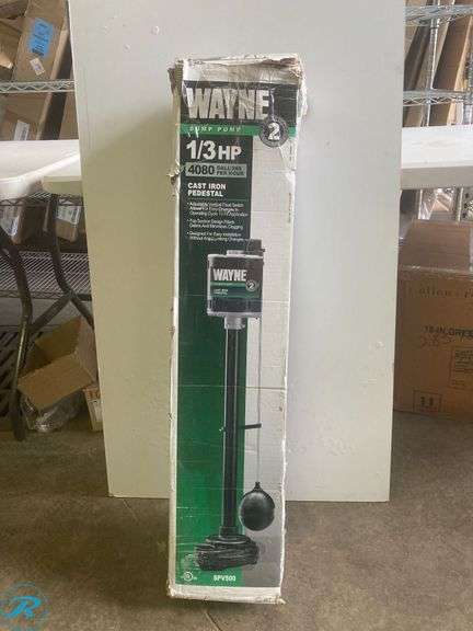 (1) New- Wayne Sump Pump 1/3 HP 4080 gallons cast iron pedestal - Roller Auctions
