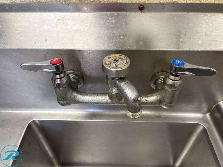 Stainless Steel Sink With Right Side Drain Board and Faucet, 30in W x 45in L - Roller Auctions