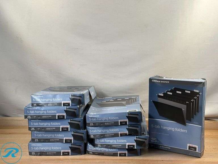 (10) Office Depot® Brand Hanging File Folders, 1/5-Cut, Letter Size, Black, Pack Of 25 Folders- New/ Damaged Boxes - Roller Auctions
