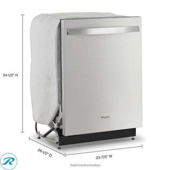 (1) New out of box- Whirlpool Eco Series 24-in Top Control Built-in Dishwasher With Third Rack ( Fingerprint Resistant Stainless Steel ) , 51-Decibel Standard Sound Level - Roller Auctions