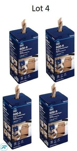 (5) New- (4) Project Source 12-in x 600-ft Packing paper (1) Elementree 1500 -Pack 11-in x 14-in Packing paper - Roller Auctions