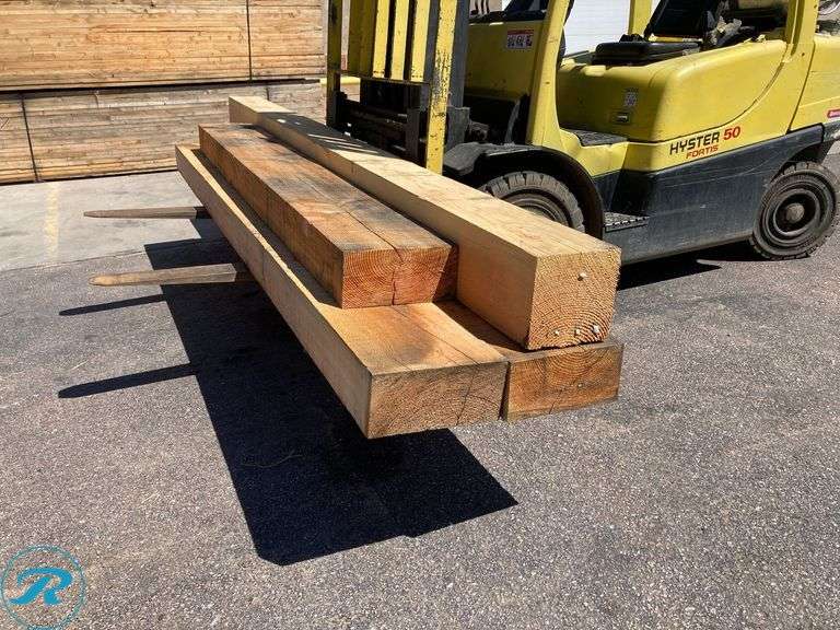 (4) Wood Beams (1) 5.5" x 11.5" x 8ft (1) 8" x 8" x 12ft (2) 5" x 5" x 10ft - Roller Auctions