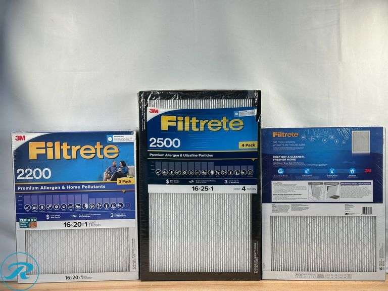 (2) Filtrete: 2200 Premium Allergen & Home Pollutants 16x20x1 Filters, 3pk- New; Filtrete: 2500 Premium Allergen & Ultrafine Particles 16x25x1, 4pk- New - Roller Auctions