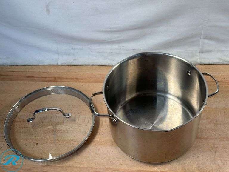 The Original Green Pan: 8qt Stock Pot- Used; The Original Green Pan: 3pc Fry Pan Set- Used; GraniteStone- 2pc Fry Pan Set- Used - Roller Auctions