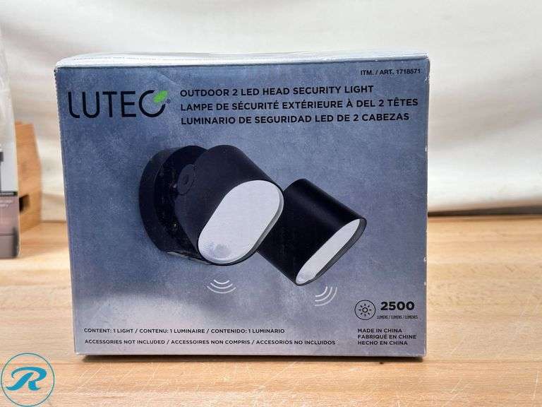 Infinity X1: Motion Activated Portable Light- Like New/ Damaged Packaging; Lutec: Outdoor 2 LED Head and Security Light- New/ Open Box - Roller Auctions