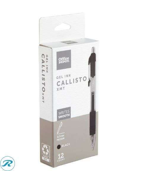 (20) Office Depot® Brand:  Callisto Retractable Gel Ink Pens,Black Ink, 12ct Pens- New - Roller Auctions