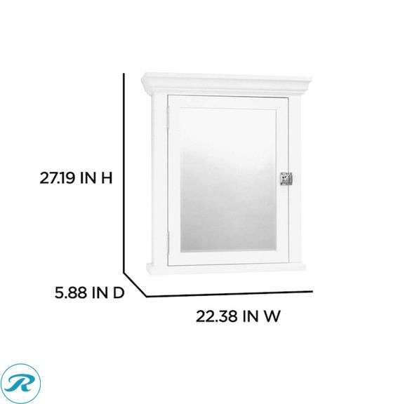 (1) New- Zenna Home 22.38-in x 27.19-in Surface Mount White Mirrored Rectangle Medicine Cabinet - Roller Auctions