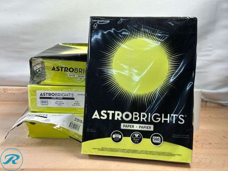 (4) Astrobrights® Color Multi-Use Printer & Copy Paper, Lemon- New/ Damaged Packaging; Astrobrights® Color Multi-Use Printer & Copy Paper, Cosmic Orange- New; Astrobrights® Color Multi-Use Printer & Copy Paper, Purple- New - Roller Auctions