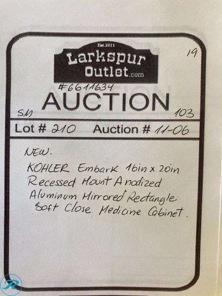 (1) New- KOHLER Embark 16-in x 20-in Recessed Mount Anodized Aluminum Mirrored Rectangle Soft Close Medicine Cabinet - Roller Auctions