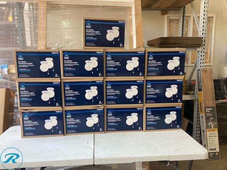 (13) New- Project Source 2 -Light 5.78-in Gloss White Flush Mount Light 2 -Pack - Roller Auctions