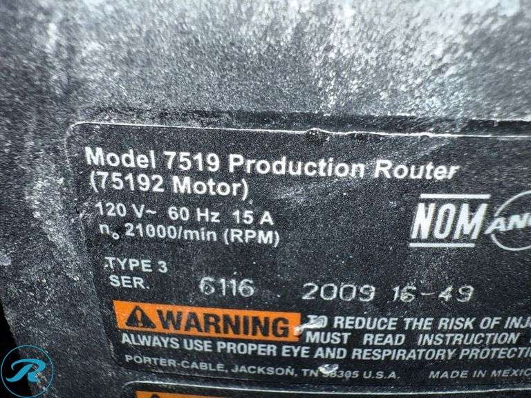 Porter-Cable 7519 Production Router, 120V, 60Hz, 15A - Roller Auctions