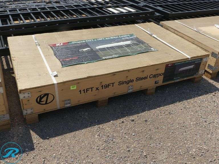 New KJ K1119 Steel Carport, 11' x 19' x 9' High - Roller Auctions