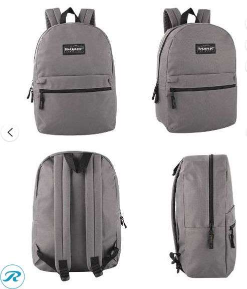 (17) Trail maker: Classic Solid Assorted Color 17 Inch Backpack with Front Zipper, School Supply Kit New - Roller Auctions