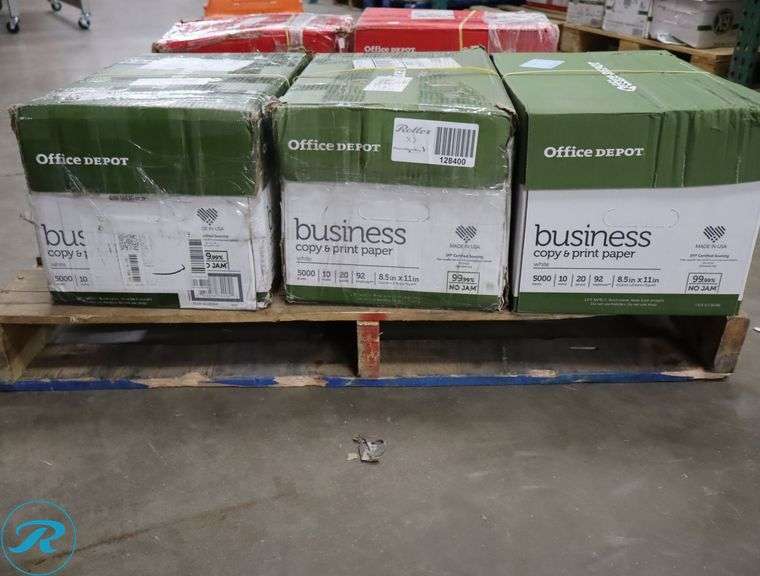 (3) Office Depot Business Copy & Print Paper 5000pc Per Case, 8.5" x 11", 92 Brightness, 20 Pounds - New/Damaged Box/Few Damaged - Roller Auctions