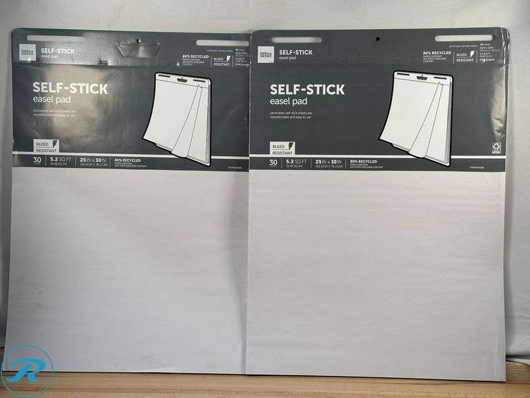 (2) Office Depot® Brand: Self-Stick Easel Pad, 25" x 30", 30 Sheets, 30% Recycled, White, 21509- New; Post-it®: Super Sticky Easel Pads, 25" x 30", 1 Pad, 30 Sheets/Pad, School Supplies for Classrooms, White- New - Roller Auctions