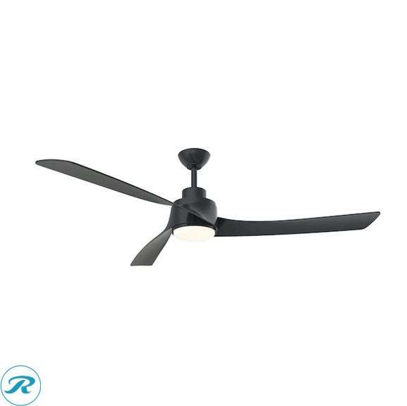 (1) New- Minka Ceiling Fan Co. Ormond 60-in Integrated LED Matte Black with Black Blades Ceiling Fan With Light - Remote Included ( 3 -Blade ) - Roller Auctions