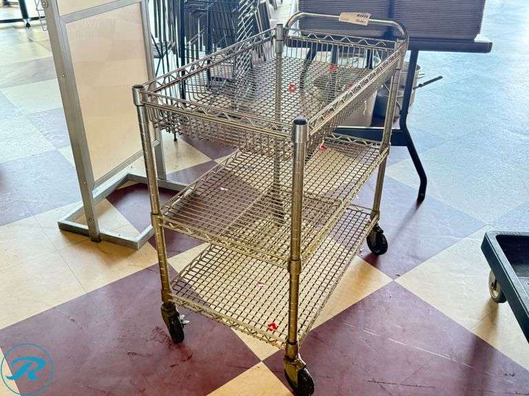 Metal Wire Utility Cart on Casters